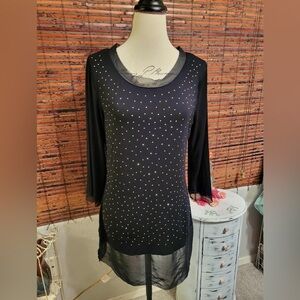 Black Sheer Tunic with Gold Studs
No size tag.